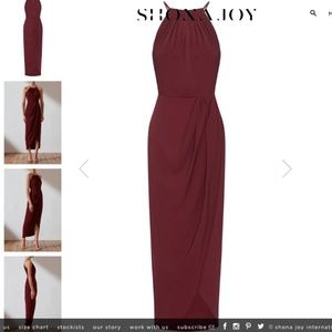 NEW Burgundy Dress Tulip Hem Draped Halter